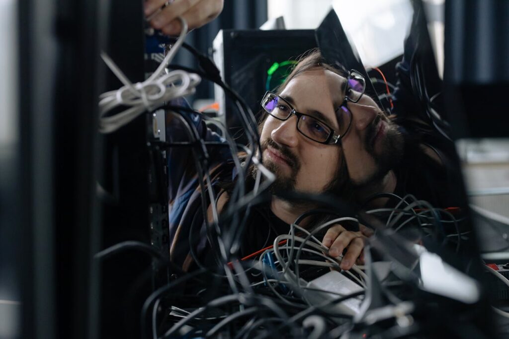 A data centre in need of proper cable management